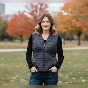 Bianca Nygard Petite Black Quilted Zip-Up Vest - Size [12